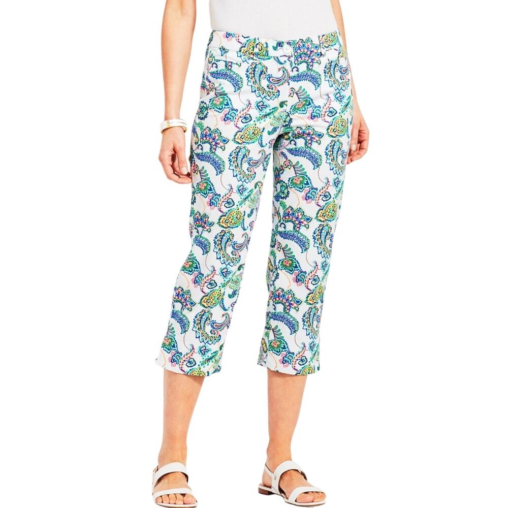 Talbots Womens PIaisley Perfect Skimmer Slim Leg Pedal Pusher Size 12P
